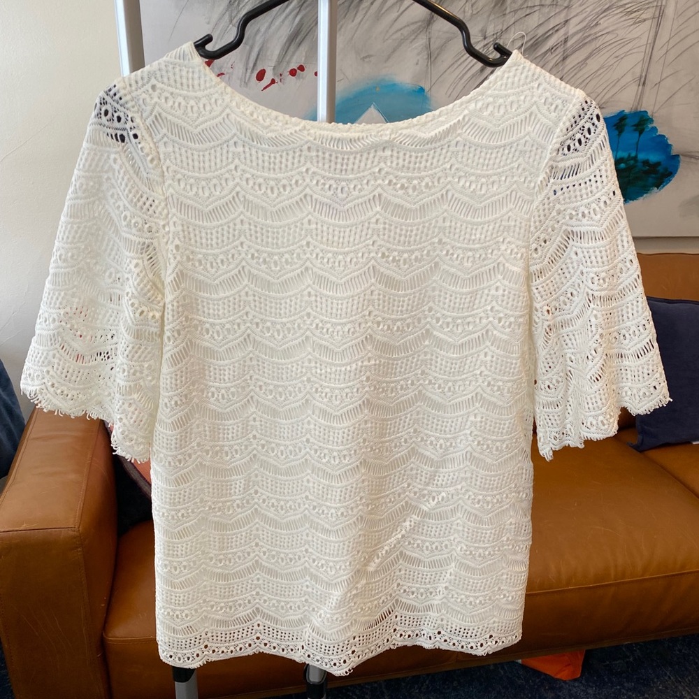 Lace blouse with scallop sleeves
